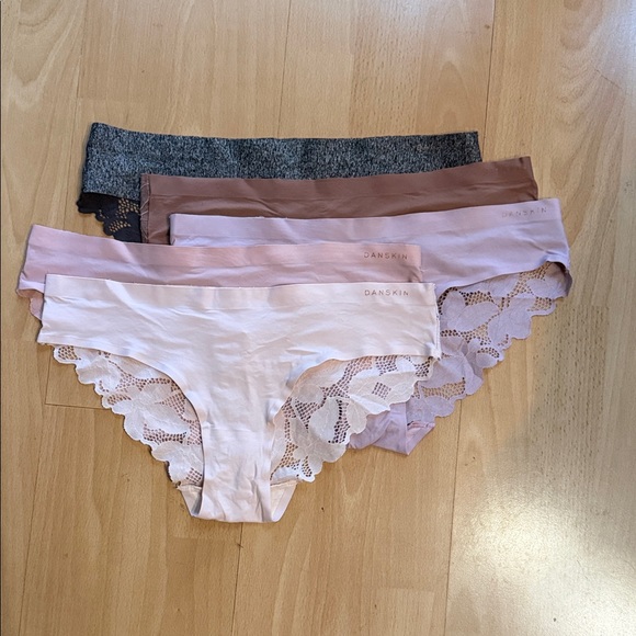 Danskin Women's Lace Trim Panties - Gray, Brown, Lavendar, Pink, Cream - Picture 2 of 3